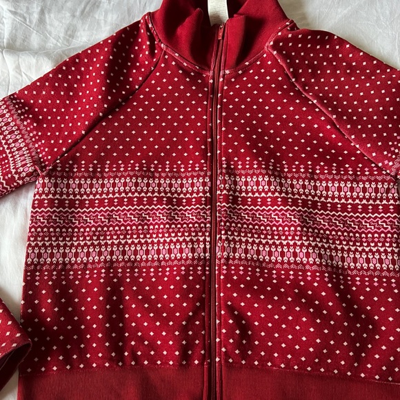 Fabletics Spiced Apple Festive Fair Isle Holiday Seamless Cropped Jacket size XL - Picture 5 of 12